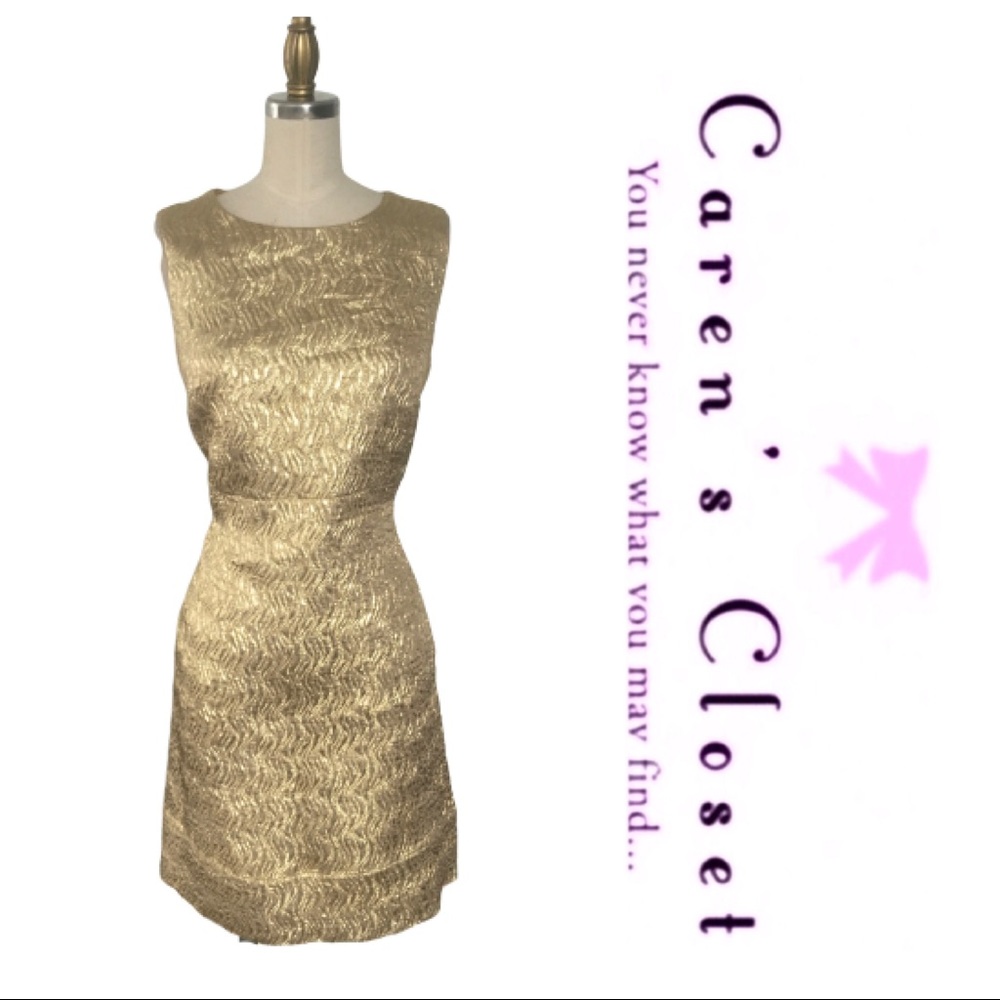 Shoshanna  Gold Lame Shift Dress.